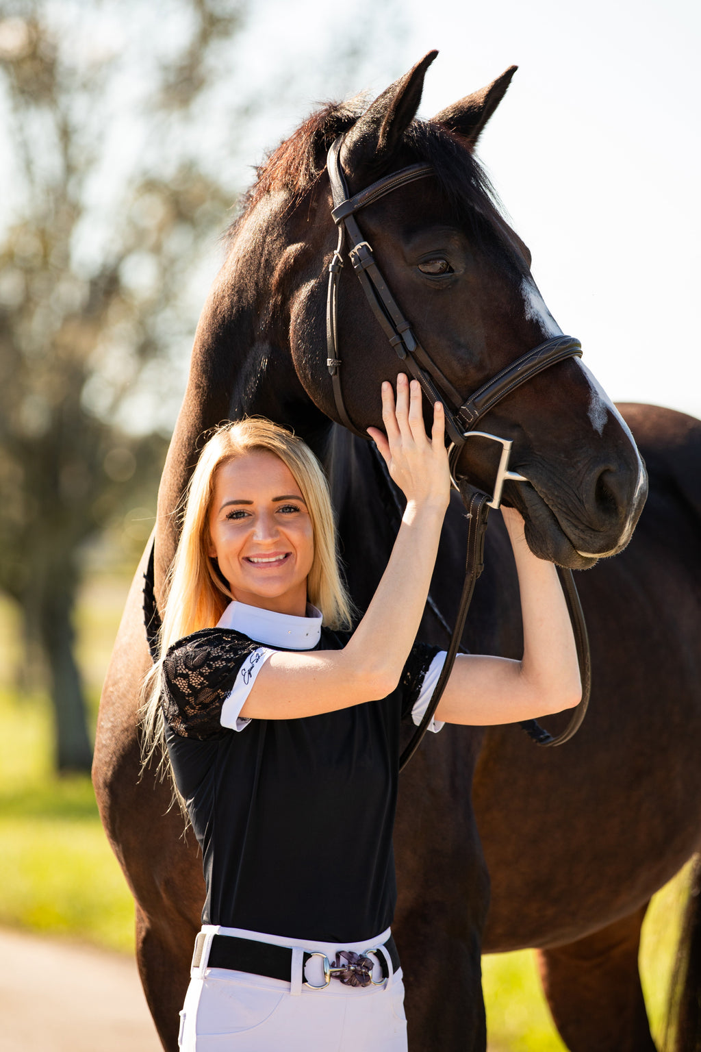 Short Sleeve Lace shirt- Black