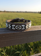 Epic Padded Leather Dog Collar with Beaded Design