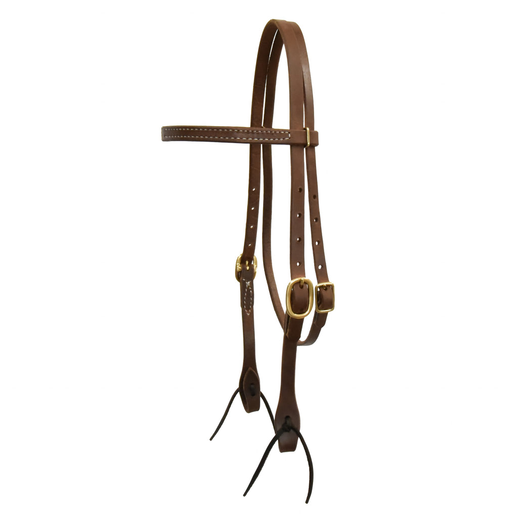 AJ Tack Oiled Harness Leather Straight Browband Headstall