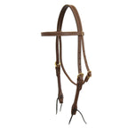 AJ Tack Oiled Harness Leather Double-N-Stitched Browband Headstall