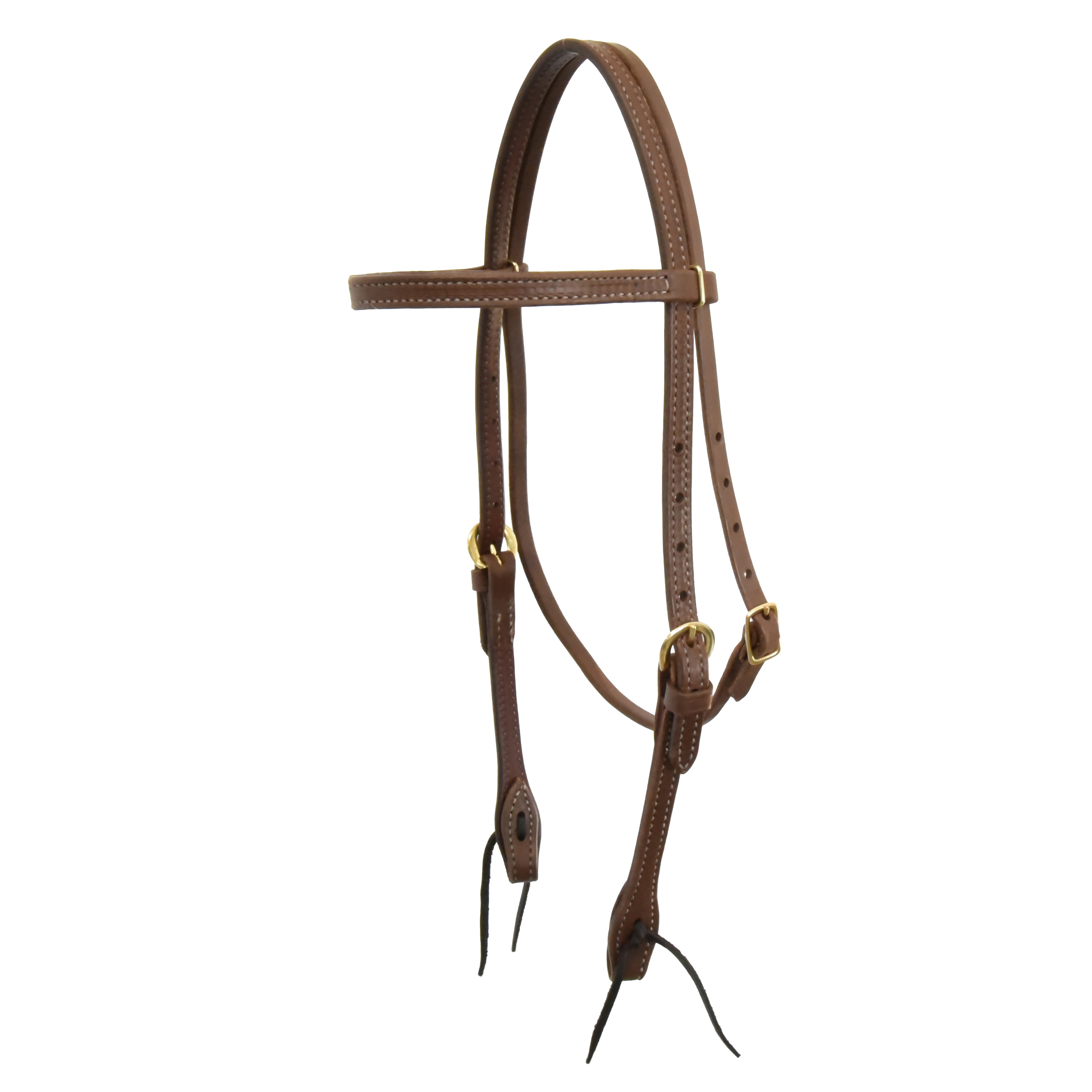AJ Tack Oiled Harness Leather Double-N-Stitched Browband Headstall