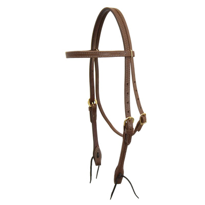 AJ Tack Oiled Harness Leather Double-N-Stitched Browband Headstall
