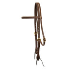 AJ Tack Oiled Harness Leather Double-N-Stitched Browband Headstall