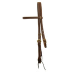 AJ Tack Oiled Harness Leather Double-N-Stitched Browband Headstall