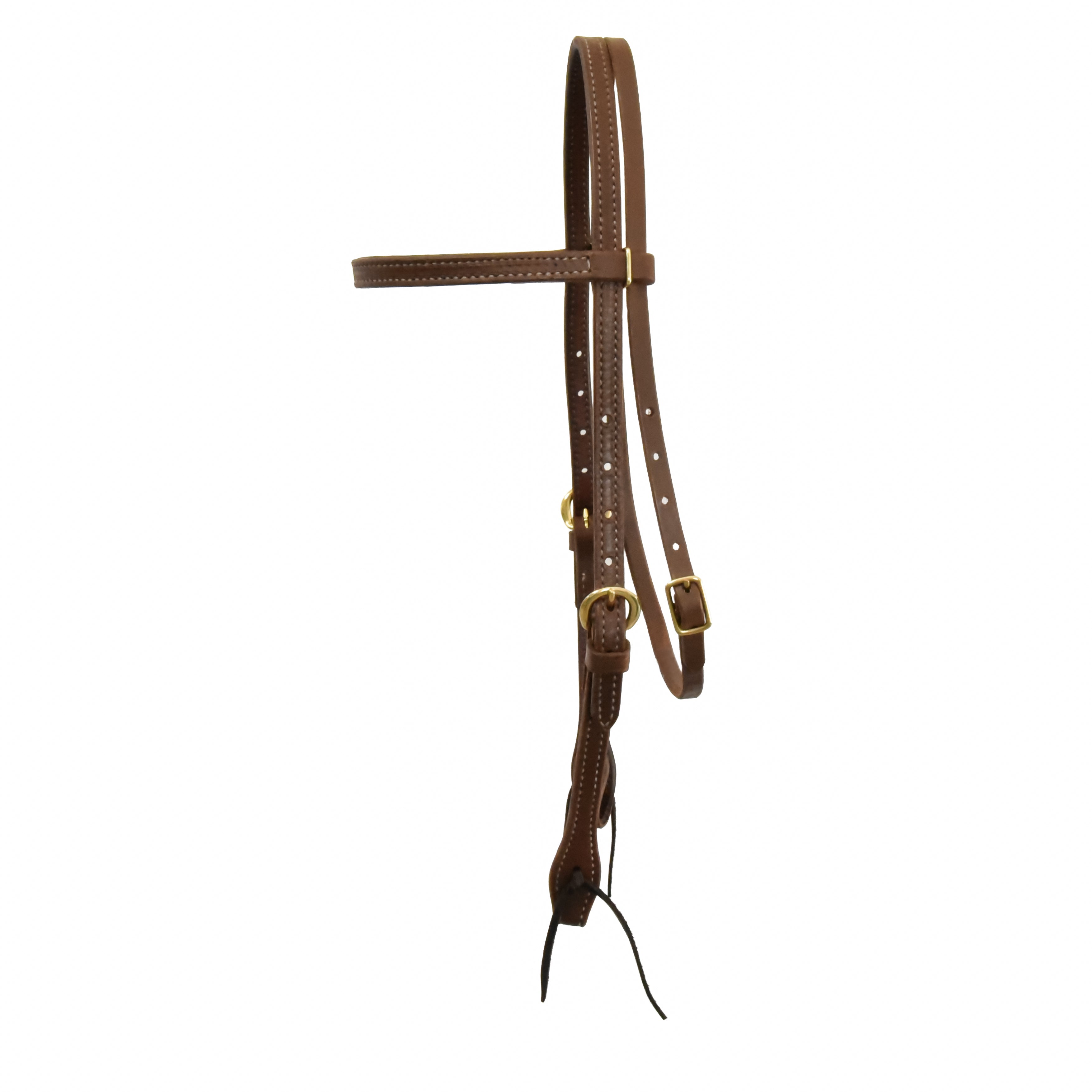 AJ Tack Oiled Harness Leather Double-N-Stitched Browband Headstall