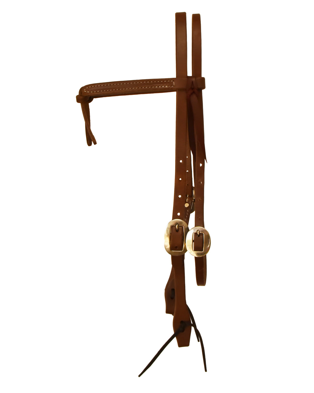 AJ Tack Oiled Harness Leather Knotted Browband Headstall