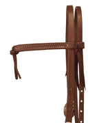 AJ Tack Oiled Harness Leather Knotted Browband Headstall