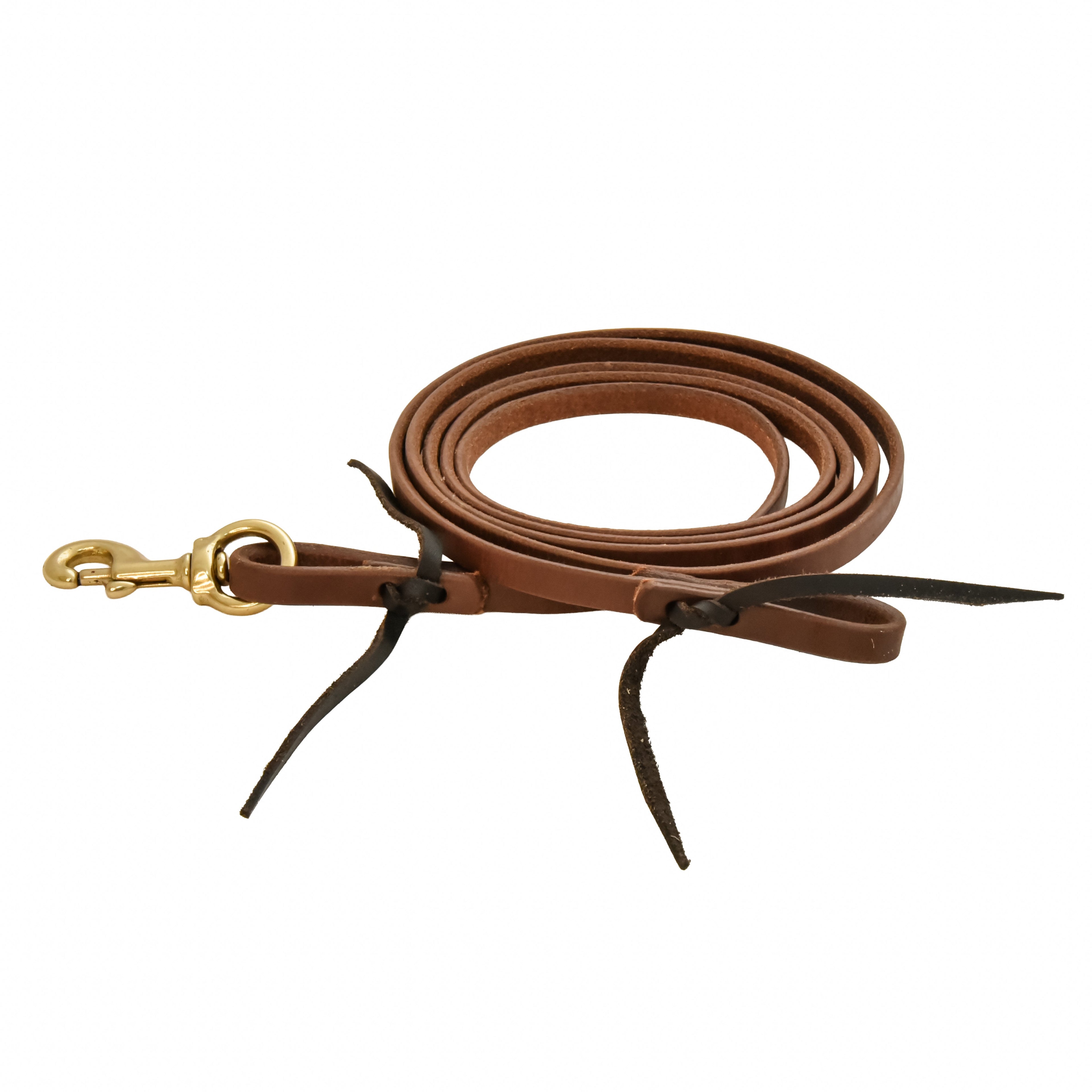 AJ Tack Oiled Harness Leather Flat Roper Reins - 1/2in x 8ft