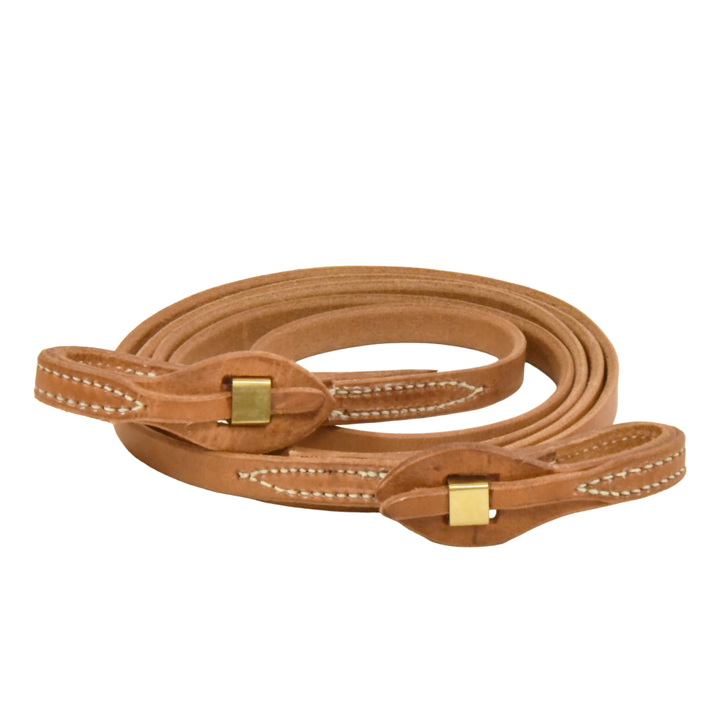AJ Tack Harness Leather Brass Quick Change Roper Reins
