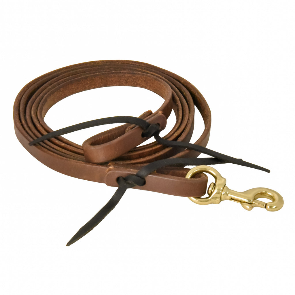 AJ Tack Oiled Harness Leather Flat Roper Reins - 5/8in x 8ft
