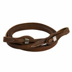 AJ Tack Oiled Harness Leather Stainless Steel Quick Change Roper Reins - 5/8in x 8ft