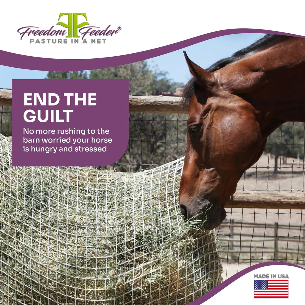 Freedom Feeder Extended Day Net - Slow Feed Hay Net - 2 String Bale - 3 Size Mesh Options