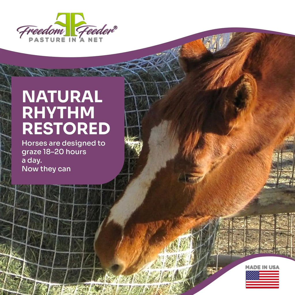Freedom Feeder Extended Day Net - Slow Feed Hay Net - 2 String Bale - 3 Size Mesh Options