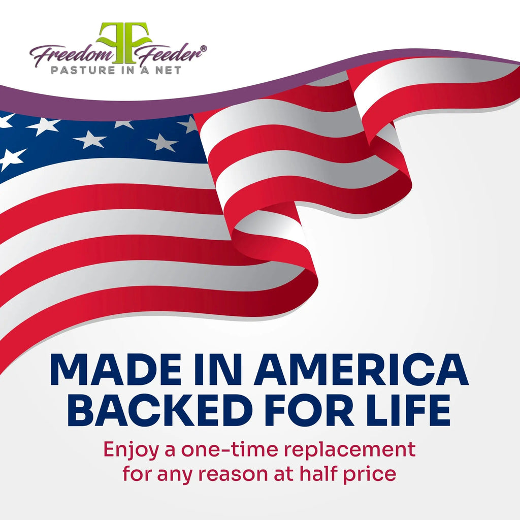 Freedom Feeder Full Bale Hay Net - Slow Feed Hay Net - 3 String Bale - 3 Size Mesh Options