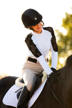White/ Black lace longsleeve zip front