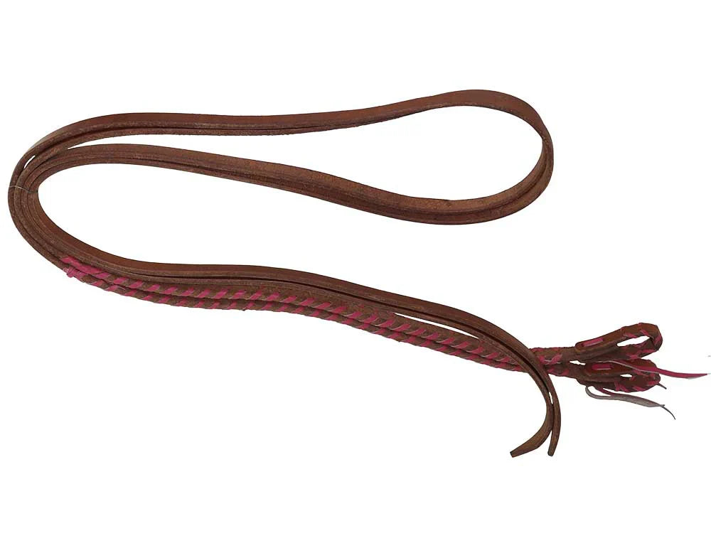 Western Split Reins with Pink Braiding