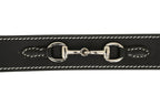 Huntley Equestrian Ladies Stirrup Buckle, Snaffle Bit, 1.5" Inch Width Leather Belt, Black