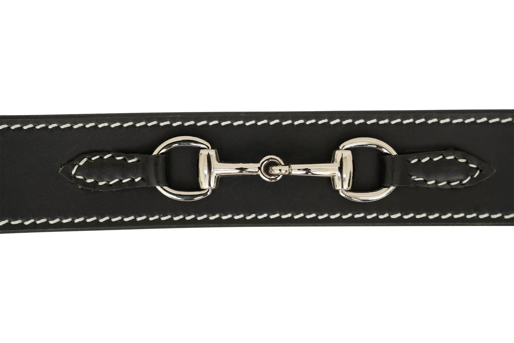 Huntley Equestrian Ladies Stirrup Buckle, Snaffle Bit, 1.5" Inch Width Leather Belt, Black
