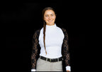White/Black FULL lace Longsleeve crystal front