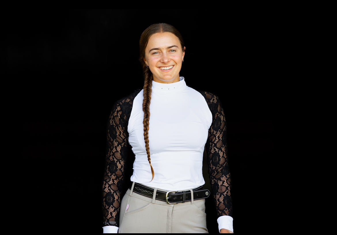 White/Black FULL lace Longsleeve crystal front