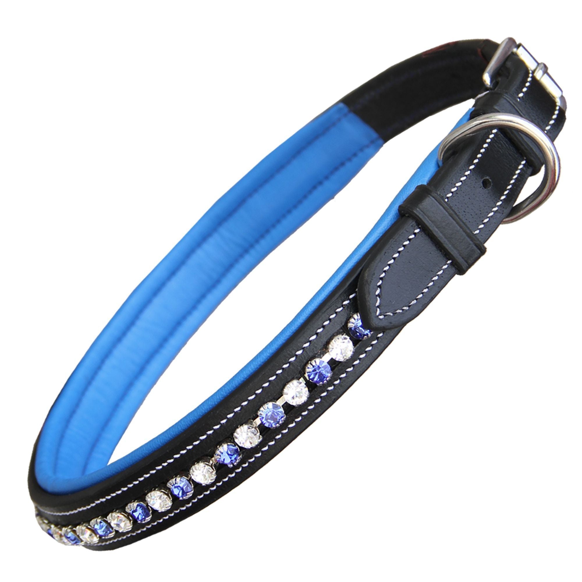 ExionPro  Bling Dog Collar- White & Blue