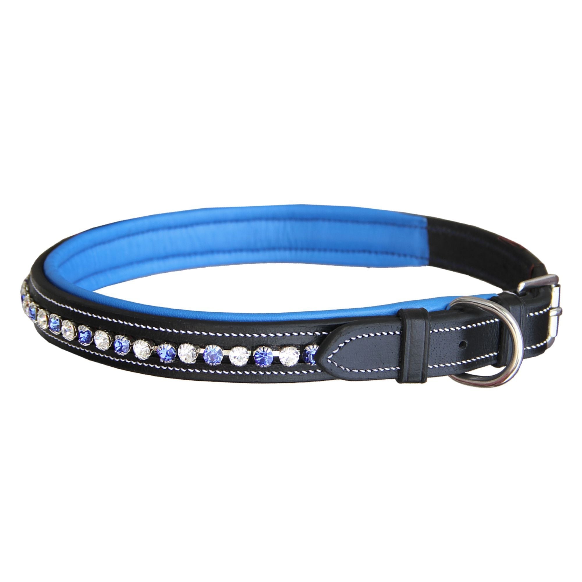 ExionPro  Bling Dog Collar- White & Blue