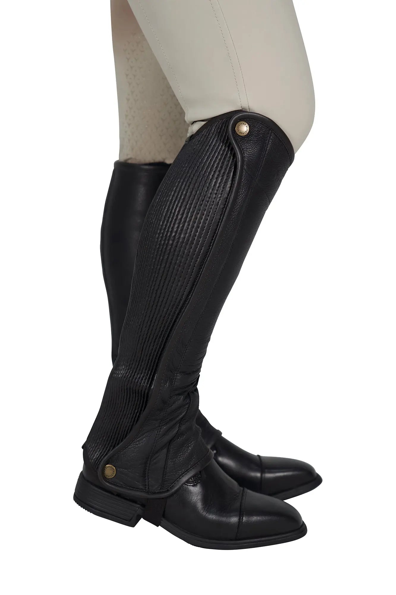 Grand Prix Elite Leather Kids Half Chaps, Black