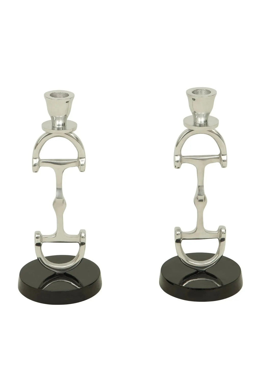 Huntley D Bit Pair of Candlesticks, Pair in Aluminum Silver Finish