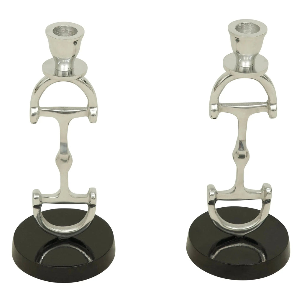 Huntley D Bit Pair of Candlesticks, Pair in Aluminum Silver Finish