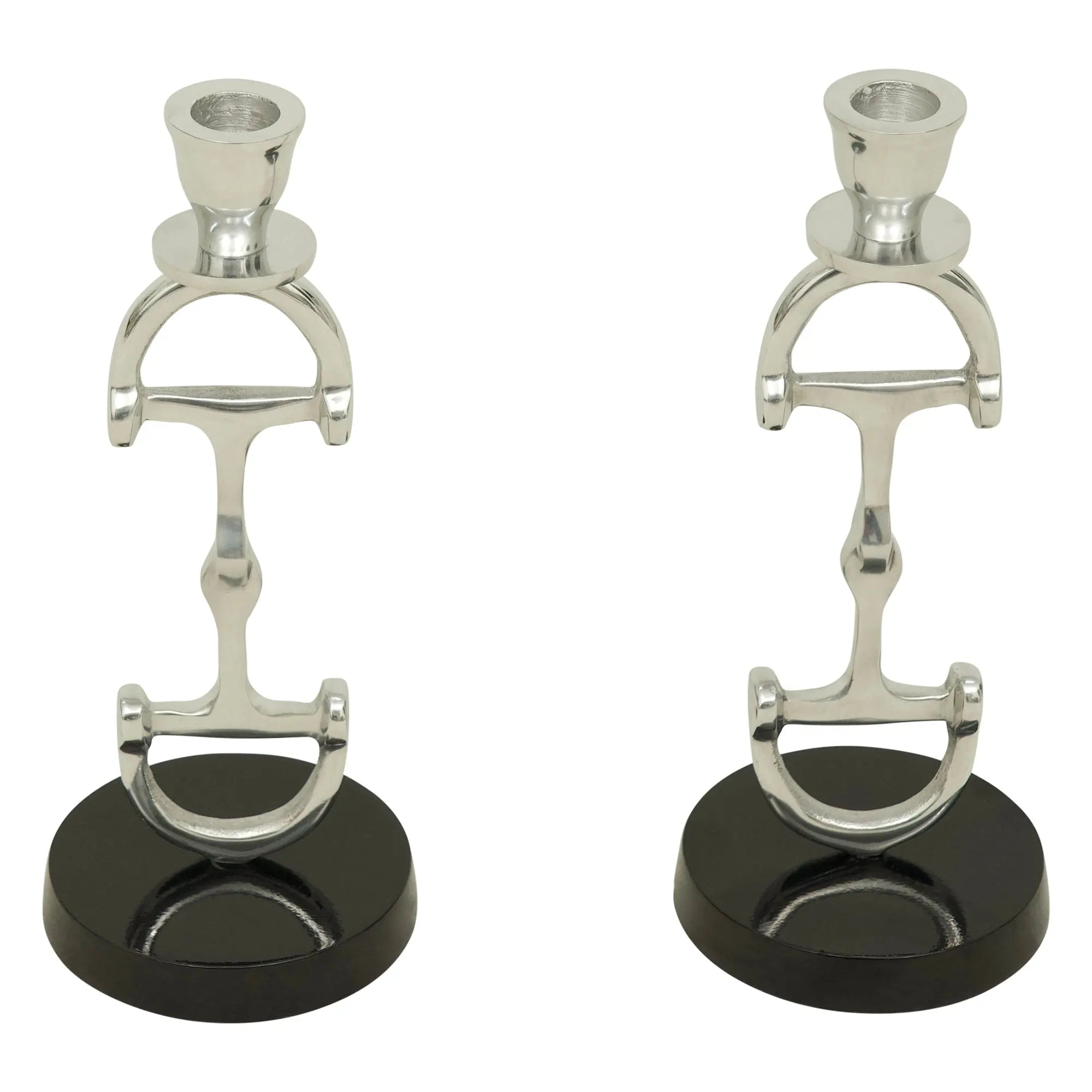 Huntley D Bit Pair of Candlesticks, Pair in Aluminum Silver Finish