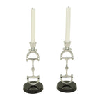 Huntley D Bit Pair of Candlesticks, Pair in Aluminum Silver Finish