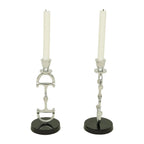 Huntley D Bit Pair of Candlesticks, Pair in Aluminum Silver Finish