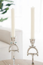 Huntley D Bit Pair of Candlesticks, Pair in Aluminum Silver Finish