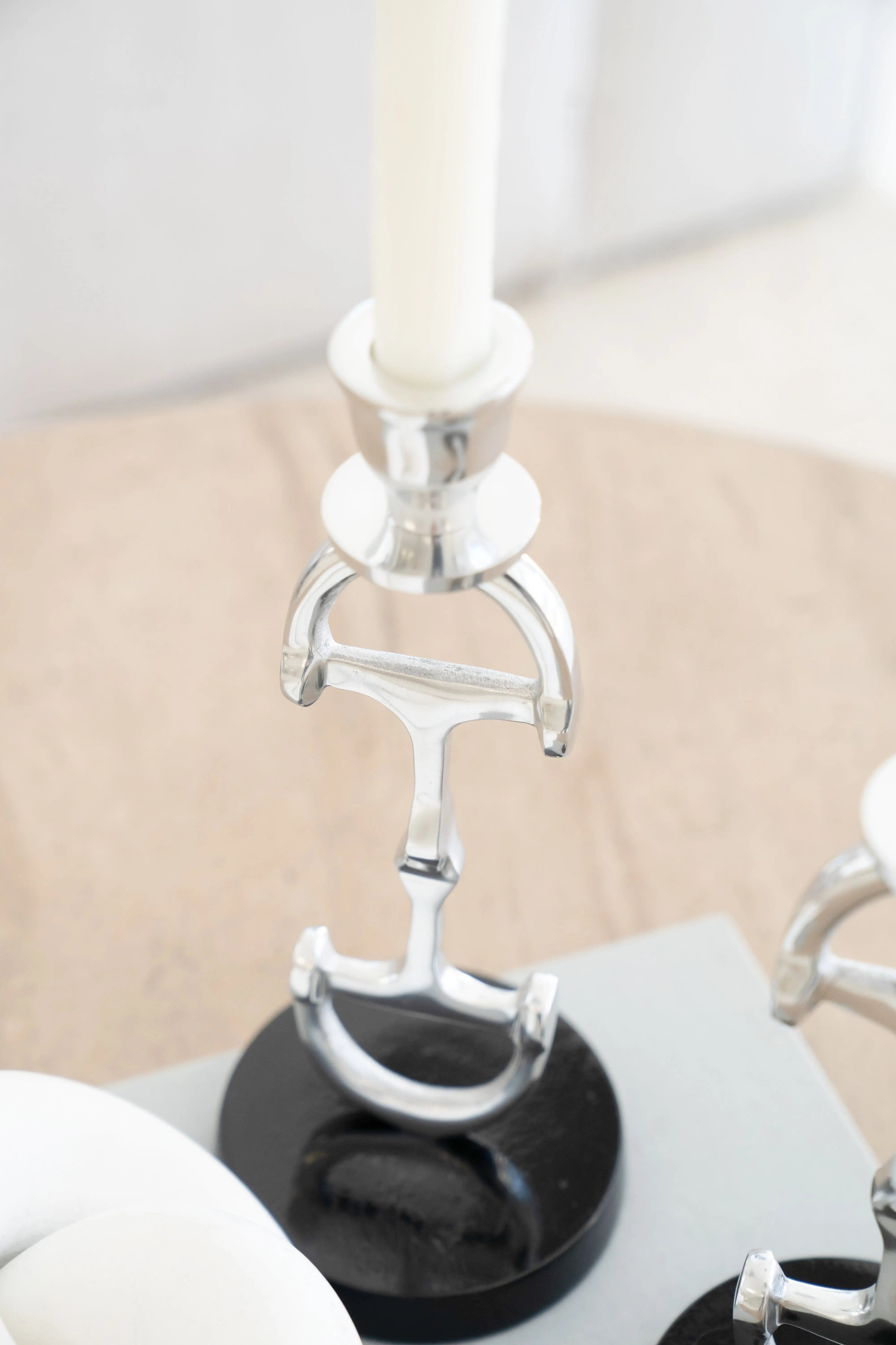 Huntley D Bit Pair of Candlesticks, Pair in Aluminum Silver Finish