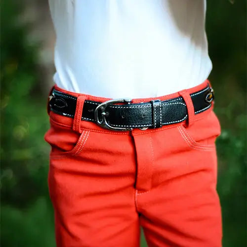 Huntley Equestrian Children's Snaffle Bit Black Leather Belt