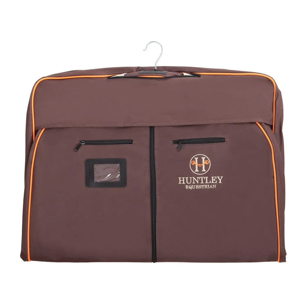 Huntley Equestrian Deluxe Brown Travel Carry On Garment Bag with Accessories Zipper Cover for Travel, Business, Horse Shows