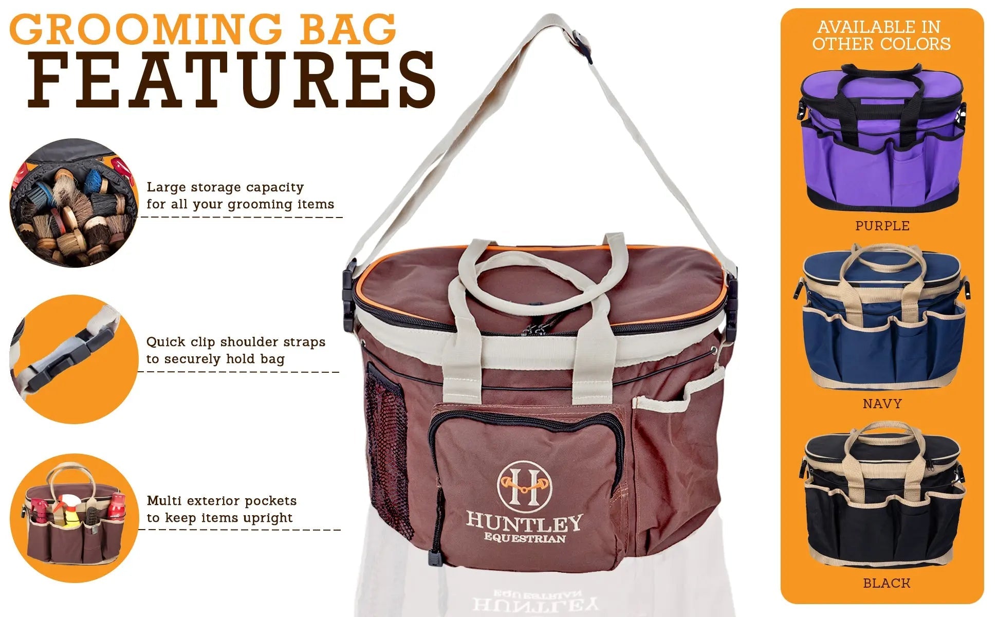Huntley Equestrian Deluxe Grooming Bag, Brown
