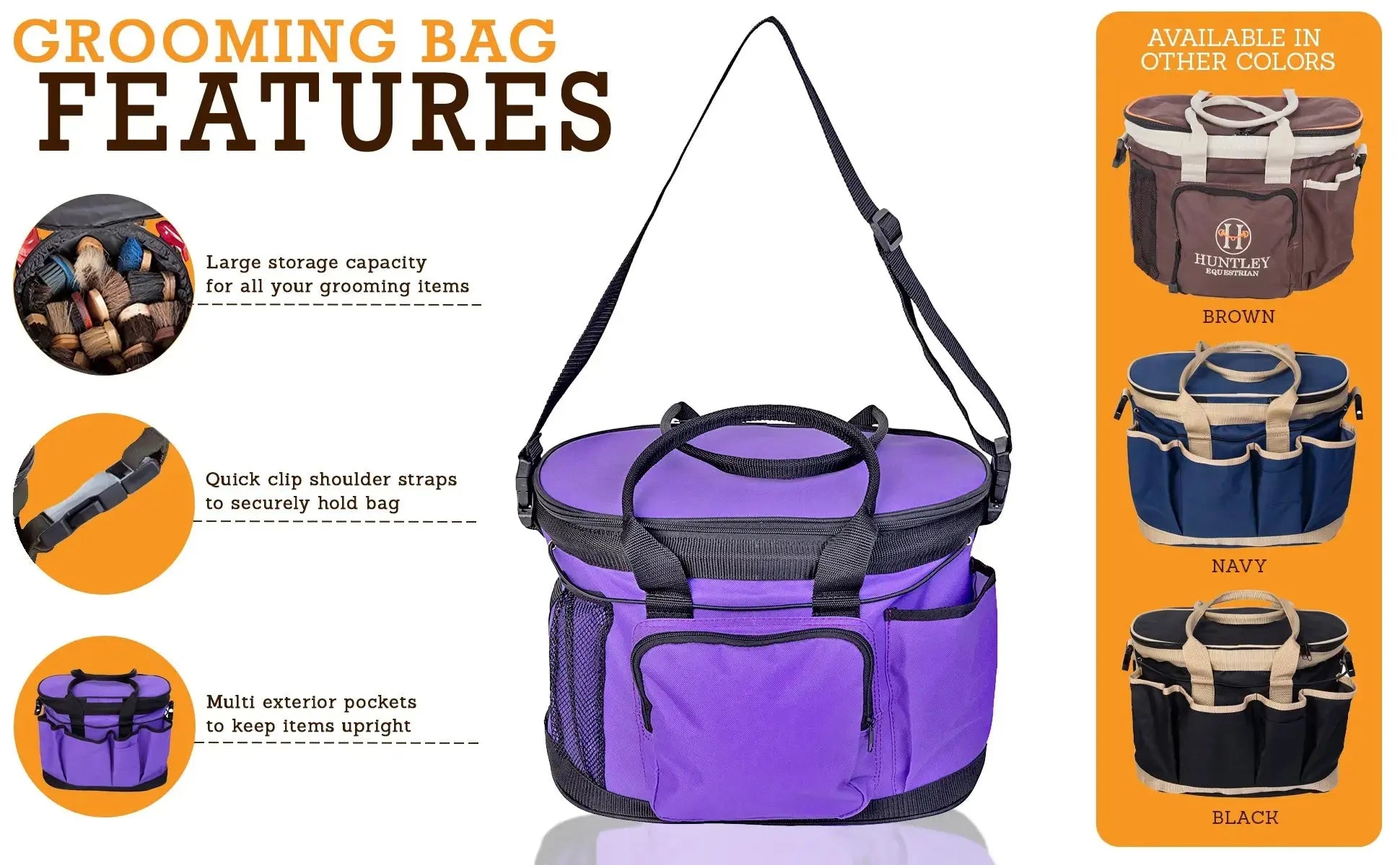 Huntley Equestrian Deluxe Grooming Bag, Brown