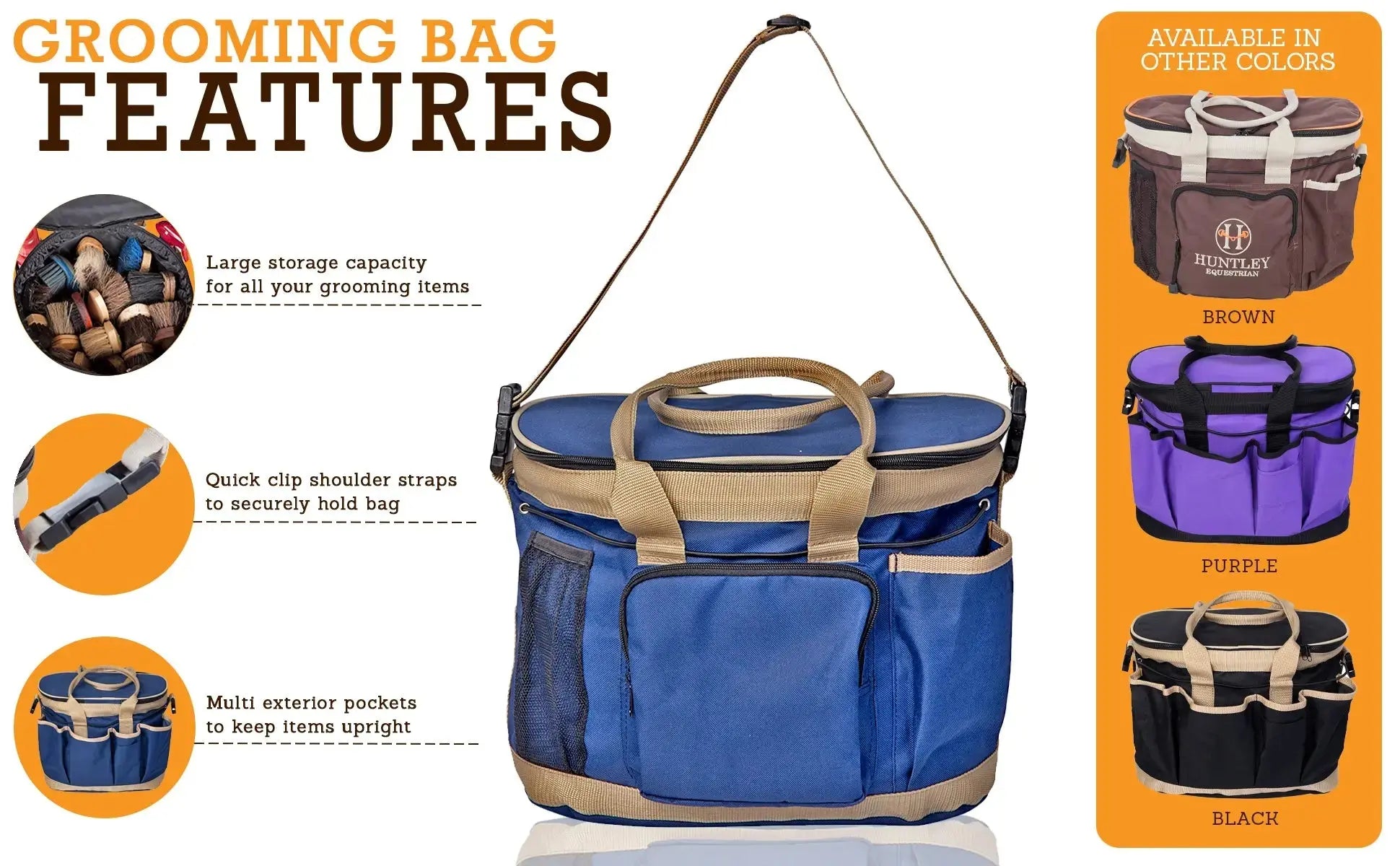 Huntley Equestrian Deluxe Grooming Bag, Brown