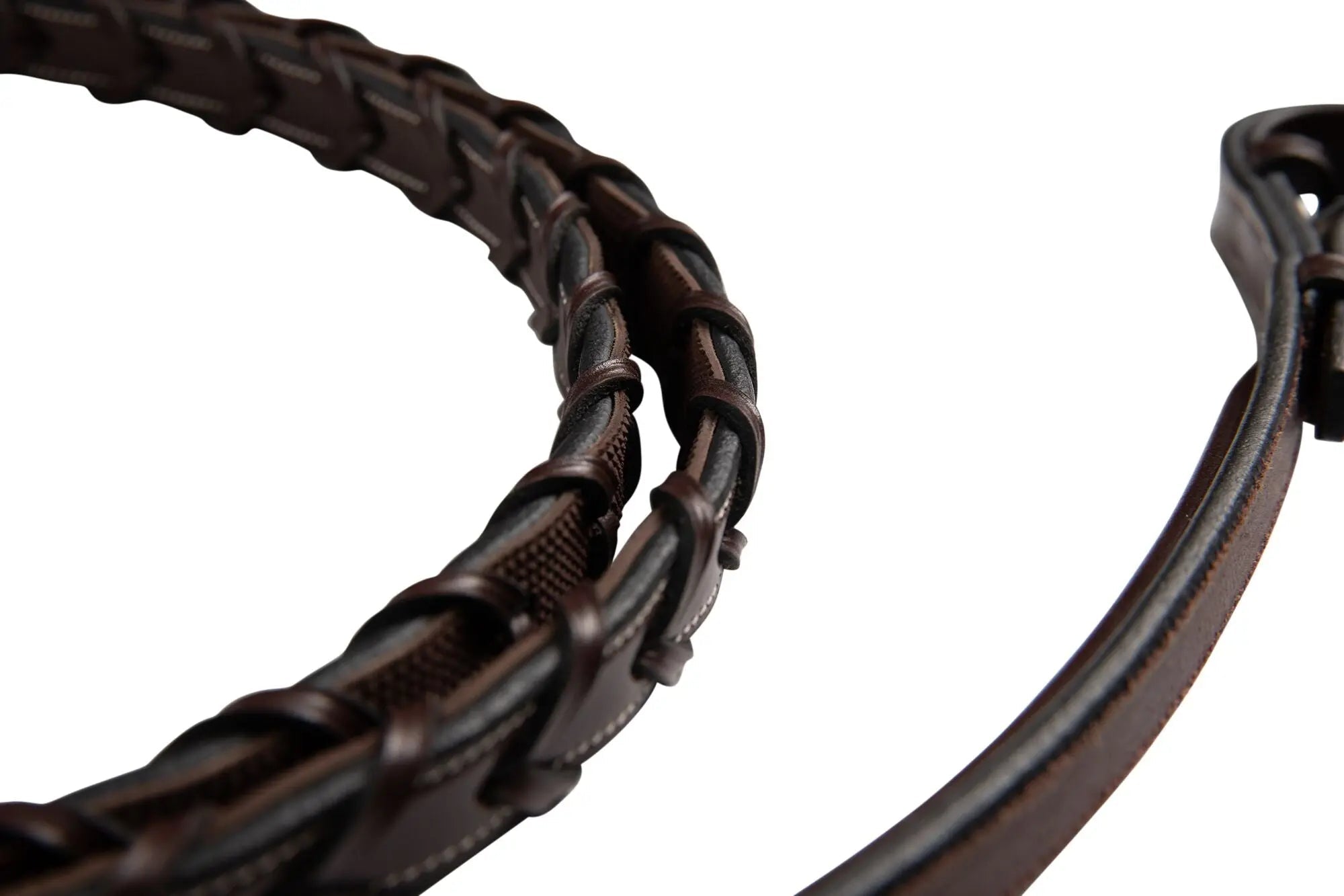 Huntley Equestrian Fancy Stitched Rubber Lined Laced Reins, Size Full