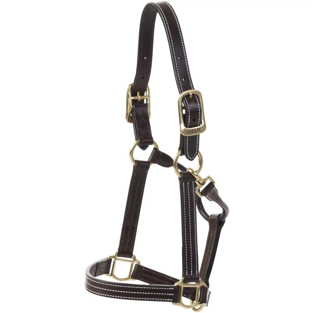 Huntley Equestrian Premium Leather Triple Stitched Halter with Snap