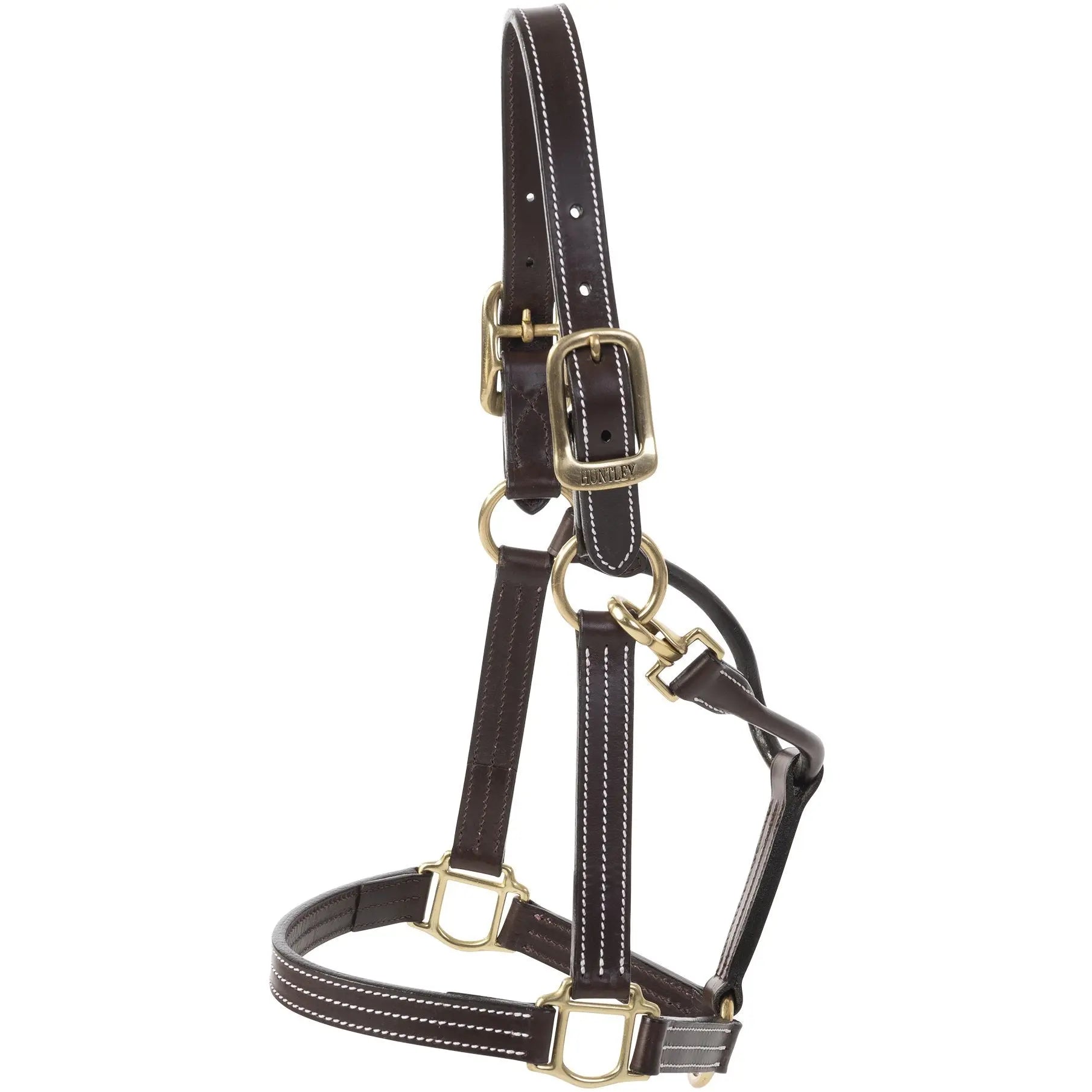 Huntley Equestrian Premium Leather Triple Stitched Halter with Snap