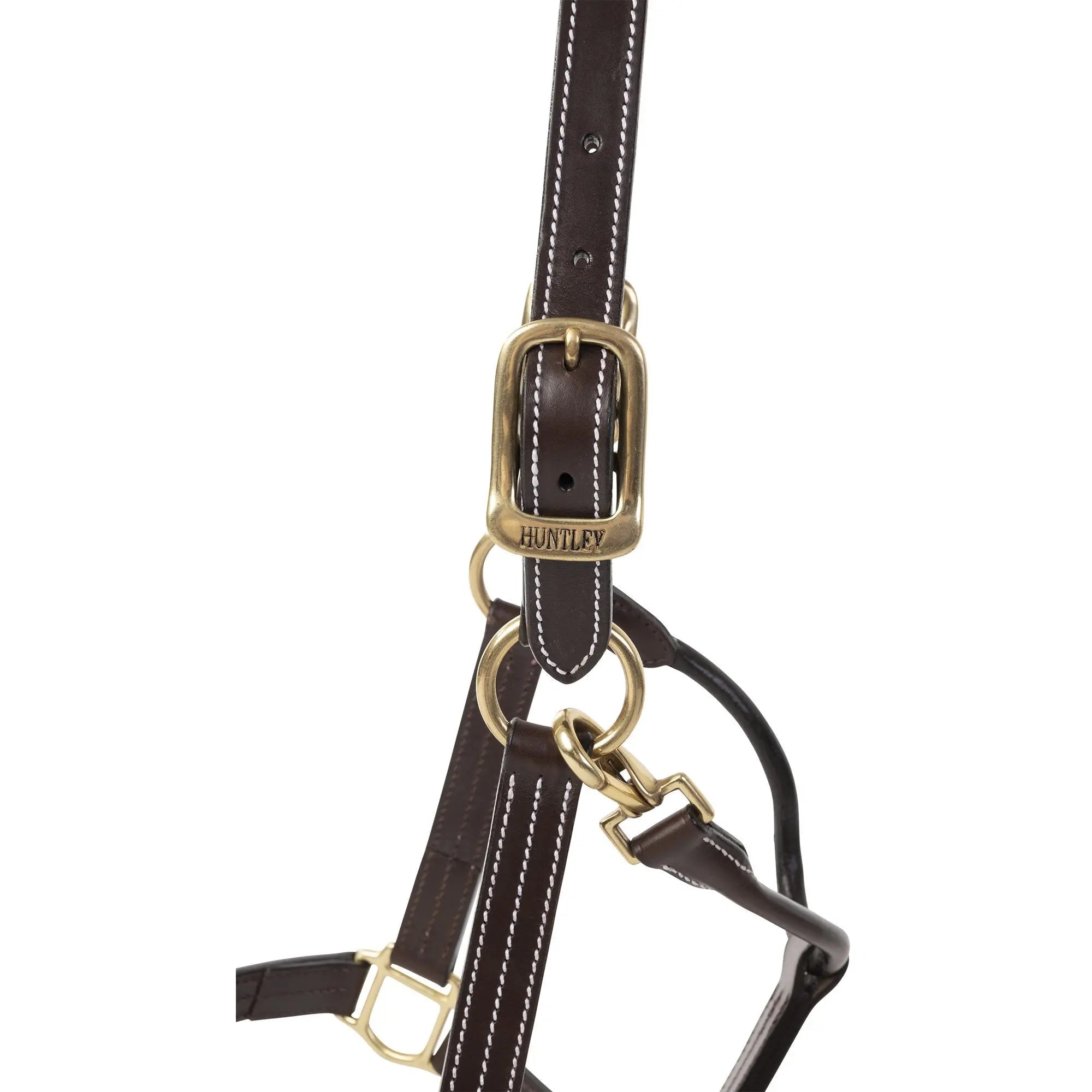 Huntley Equestrian Premium Leather Triple Stitched Halter with Snap