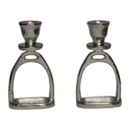 Huntley Equestrian Stirrup Candle Stick Holders, Silver set of 2