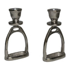 Huntley Equestrian Stirrup Candle Stick Holders, Silver set of 2
