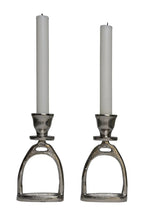 Huntley Equestrian Stirrup Candle Stick Holders, Silver set of 2