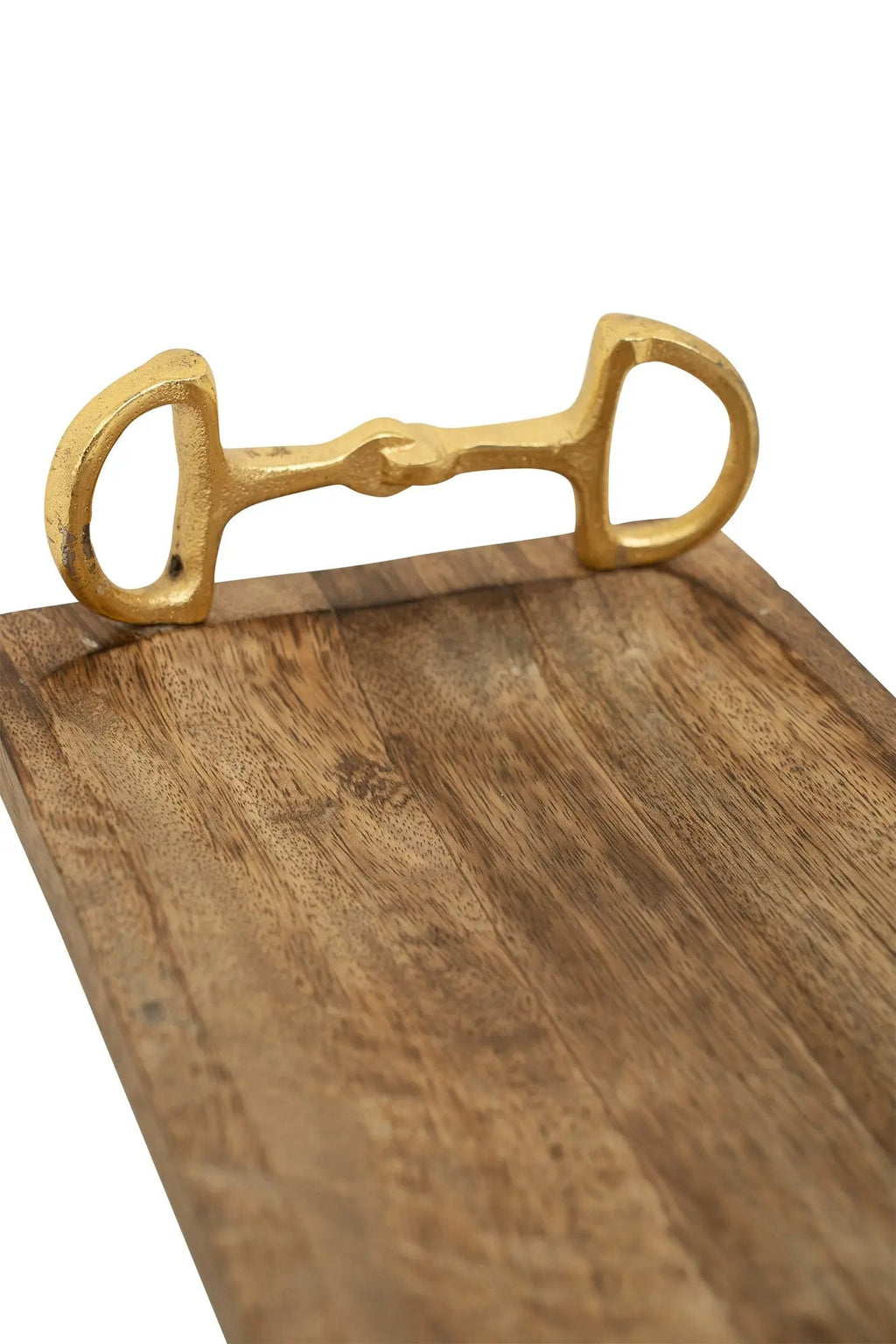 Huntley Equestrian Wooden Rectangle Tray with Gold Bit Handles