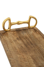 Huntley Equestrian Wooden Rectangle Tray with Gold Bit Handles