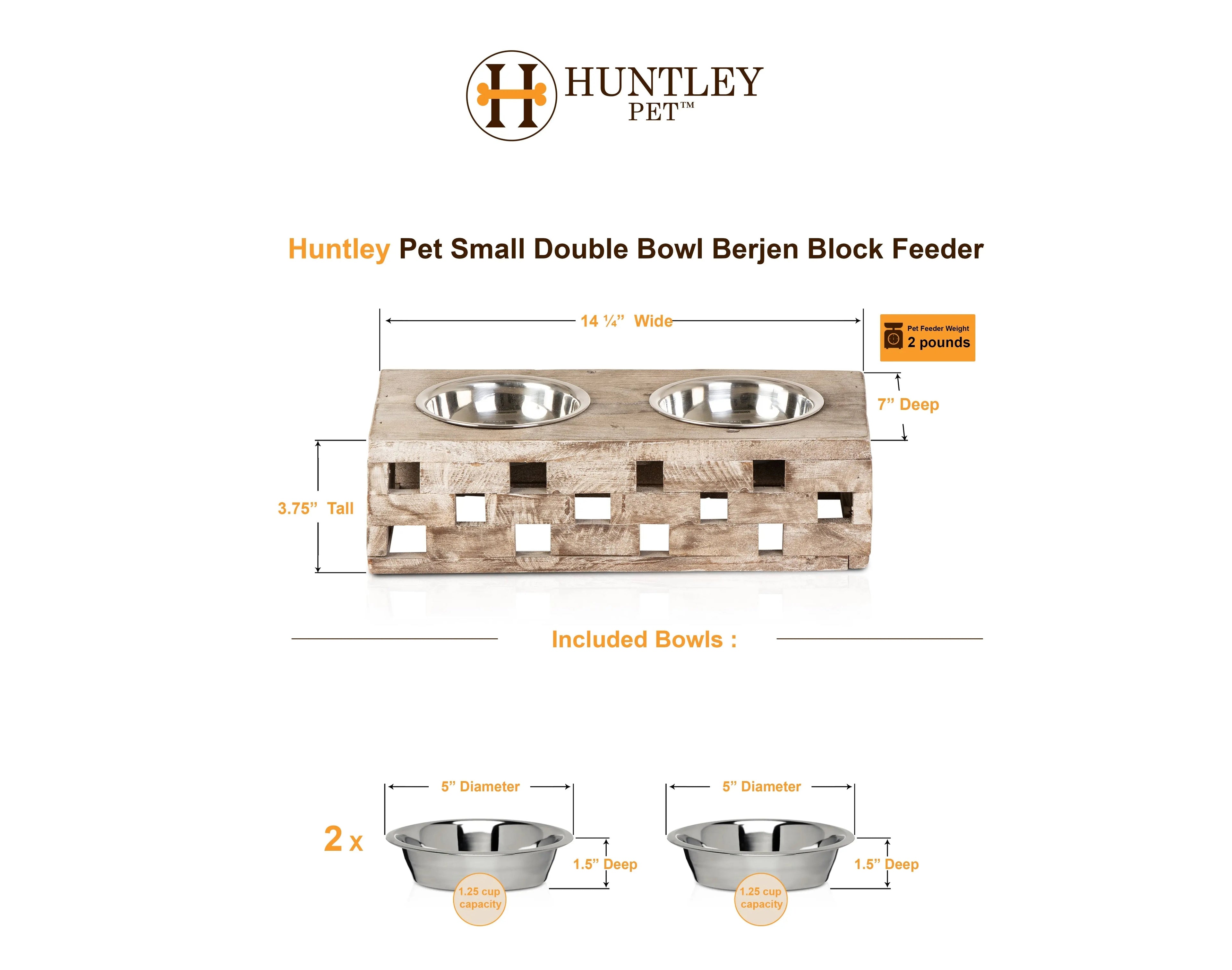 Huntley Pet Elevated Dog and Cat Double Bowl Feeder