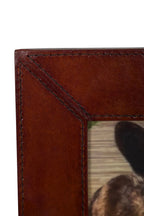 Huntley Pet Leather Picture Frame with Silver Bone Accent